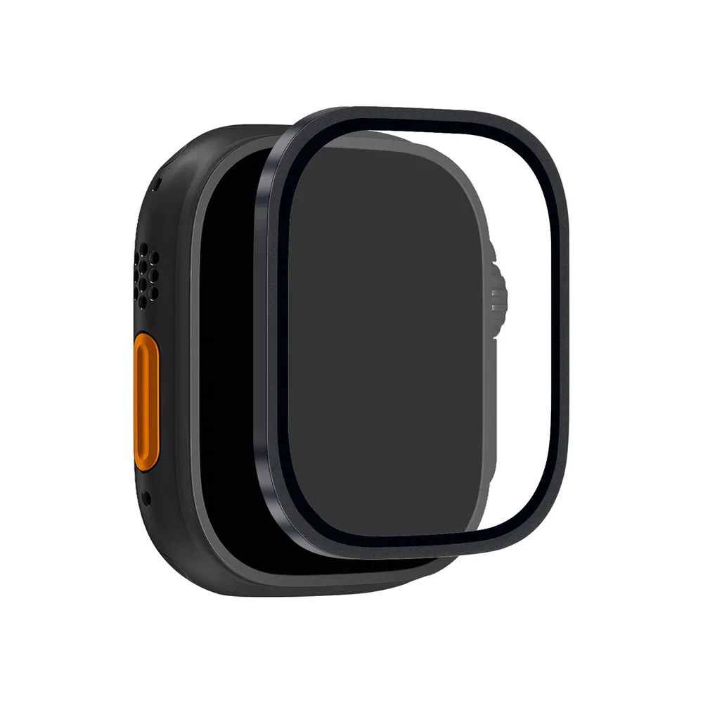 PURO Displayschutzglas mit Titanrahmen für Apple Watch Ultra/Ultra2, schwarz