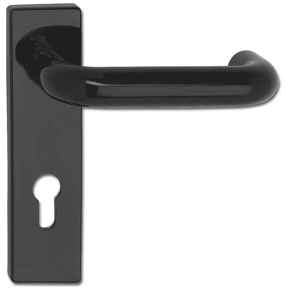 Eco FS-Drückergarnitur U-Form - auf Kurzschild PZ 72, TS 44-66 mm, schwarz