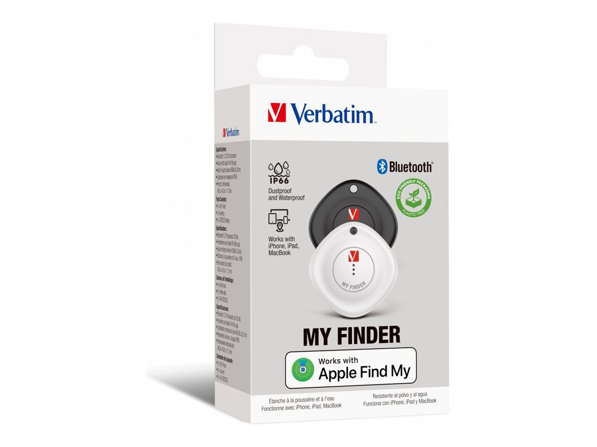 Verbatim My Finder - Anti-Verlust Bluetooth-Tag für Handy, Tablet - Schwarz, weiß (Packung mit 2)