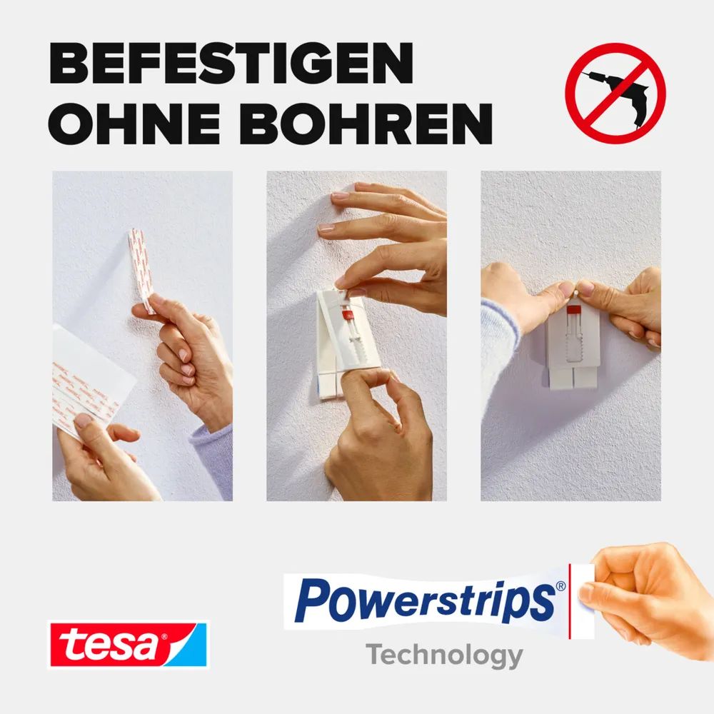 tesa® Klebenagel Tapeten & Putz 2kg, 3er-Pack, für strukturierte Wände, verstellbar