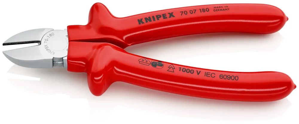 KNIPEX Seitenschneider tauchisoliert, VDE-geprüft verchromt 180 mm