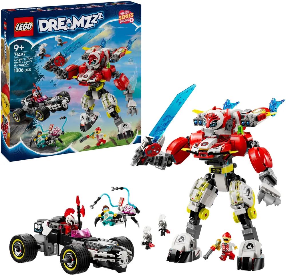 LEGO 71497 DREAMZzz Coopers Tiger-Mech und Zero's Hot Rod Auto