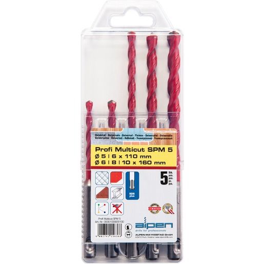 Alpen-Maykestag KASSETTE SDS-PLUS 5TLG 5-10MM / ALPMAY ALPEN SPM 5 MULTICUT 100905100