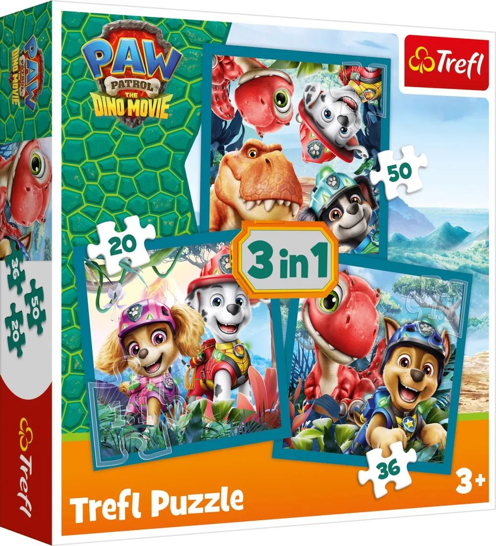 Trefl S.A. 3 in 1 Puzzle – Paw Patrol Dino Film