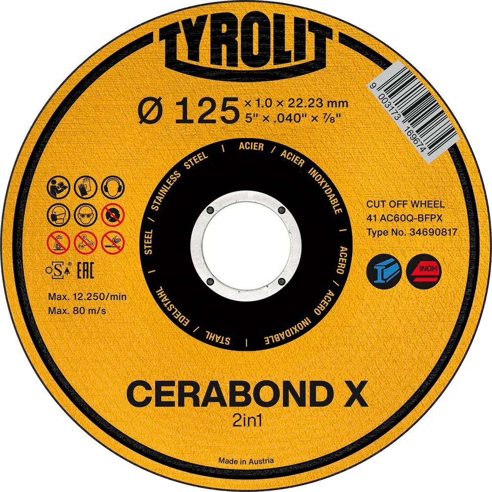 TYROLIT Trennscheibe gerade Cerabond X Premium*** 125 x 1,0 mm 2in1 Form 41