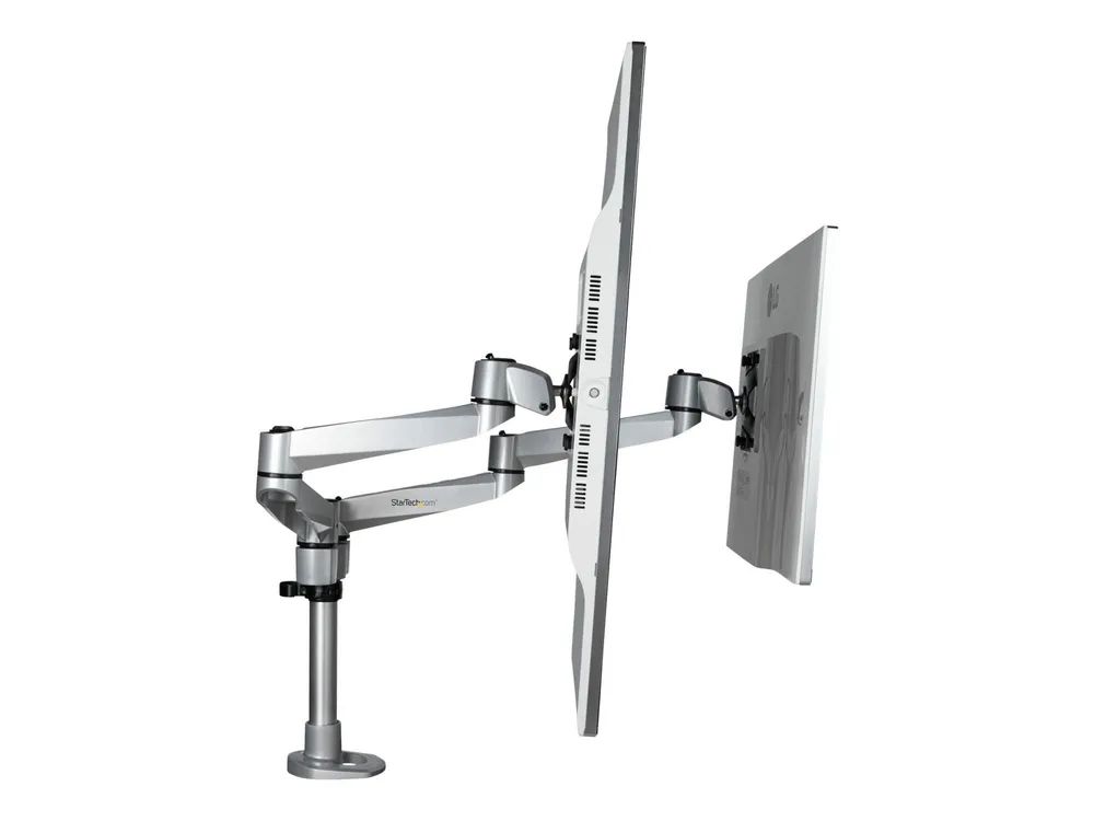 StarTech.com Doppelter Monitorarm für den Tisch - Premium Gelenkarm für Monitore - VESA Monitore bis 30" und 10 kg - höhenverstellbar/drehbar/neigbar/schwenkbar - Klemme/Durchführung (ARMDUALPS)
