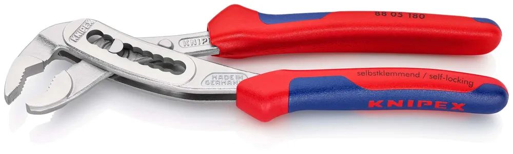 KNIPEX Alligator® Wasserpumpenzange mit Mehrkomponenten-Hüllen verchromt 180 mm