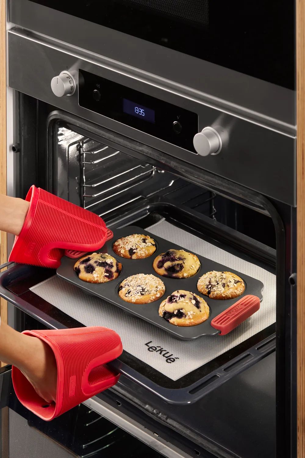 Lékué Antihaft Muffinbackform, 6 Mulden - Grey