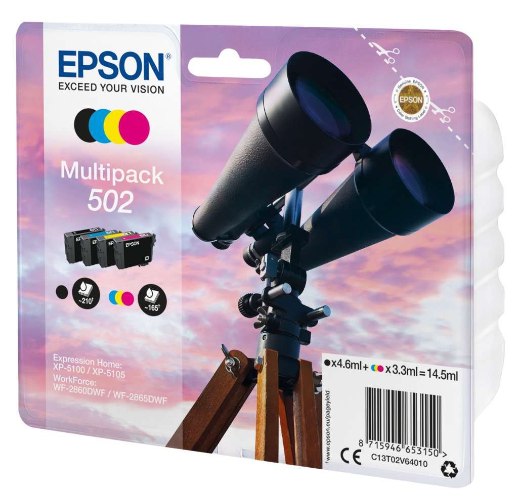 Epson 502 Tinte Fernglas Multi, Standard, 4 Farb.