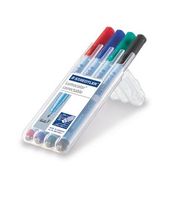 STAEDTLER Lumocolor correctable 305 - Marker - nicht dauerhaft - Schwarz, Rot, Blau, Grün - 0.6 mm - fein - mit Radierer (Packung mit 4)