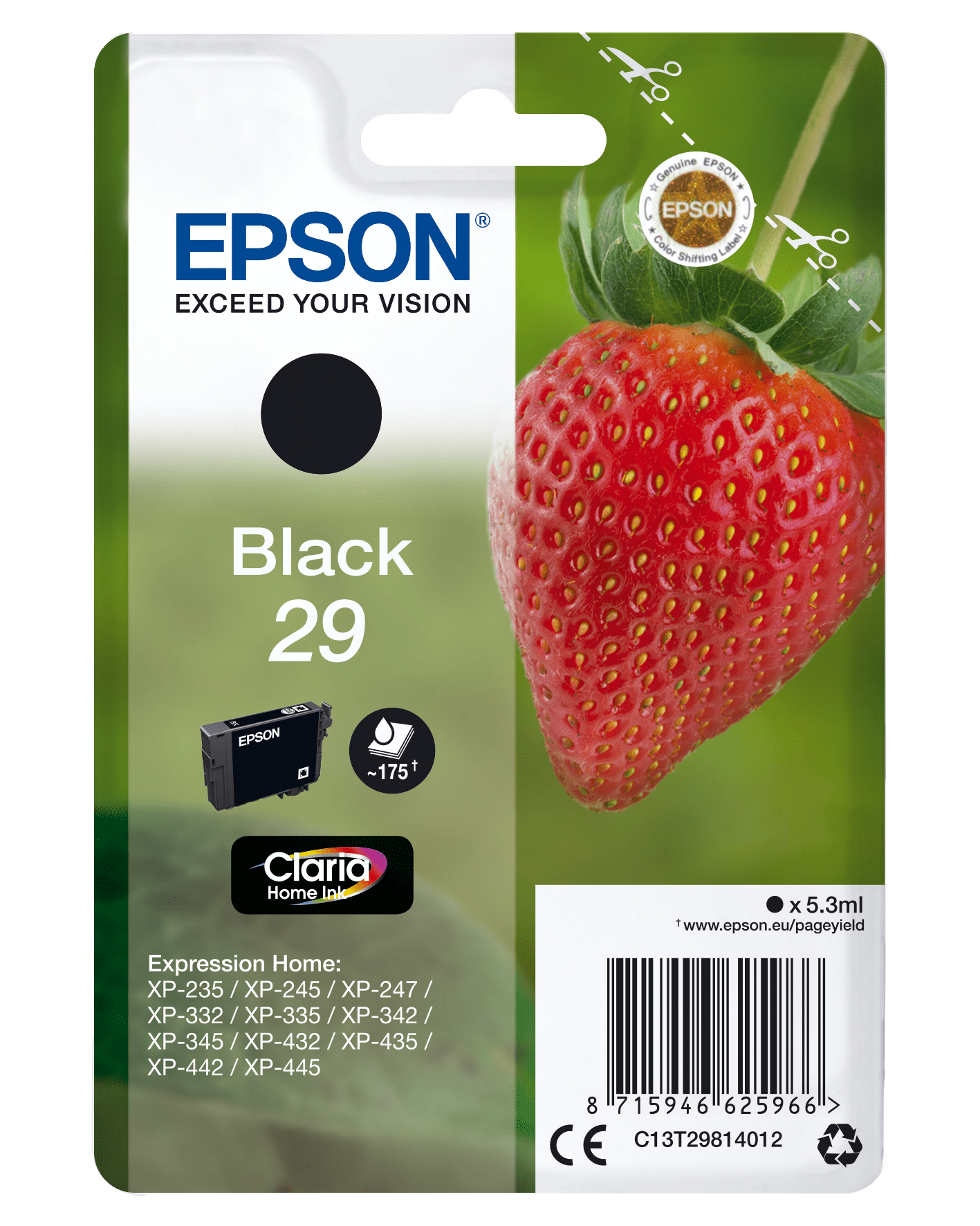 Epson 29 Tinte Erdbeere Single, Standard, schwarz
