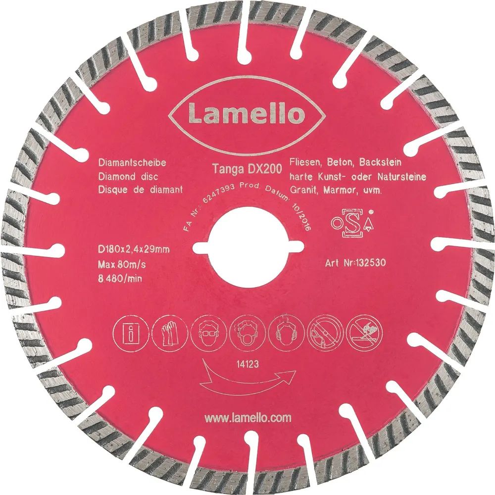 LAMELLO Diamant Trennscheibe ø 180 mm Beton, Fliesen und Putz