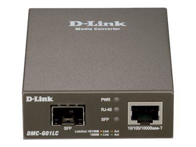 D-Link DMC G01LC - Medienkonverter - 1GbE - 10Base-T, 1000Base-LX, 1000Base-SX, 1000Base-ZX, 100Base-FX, 100Base-TX, 1000Base-T - RJ-45 / SFP (mini-GBIC)