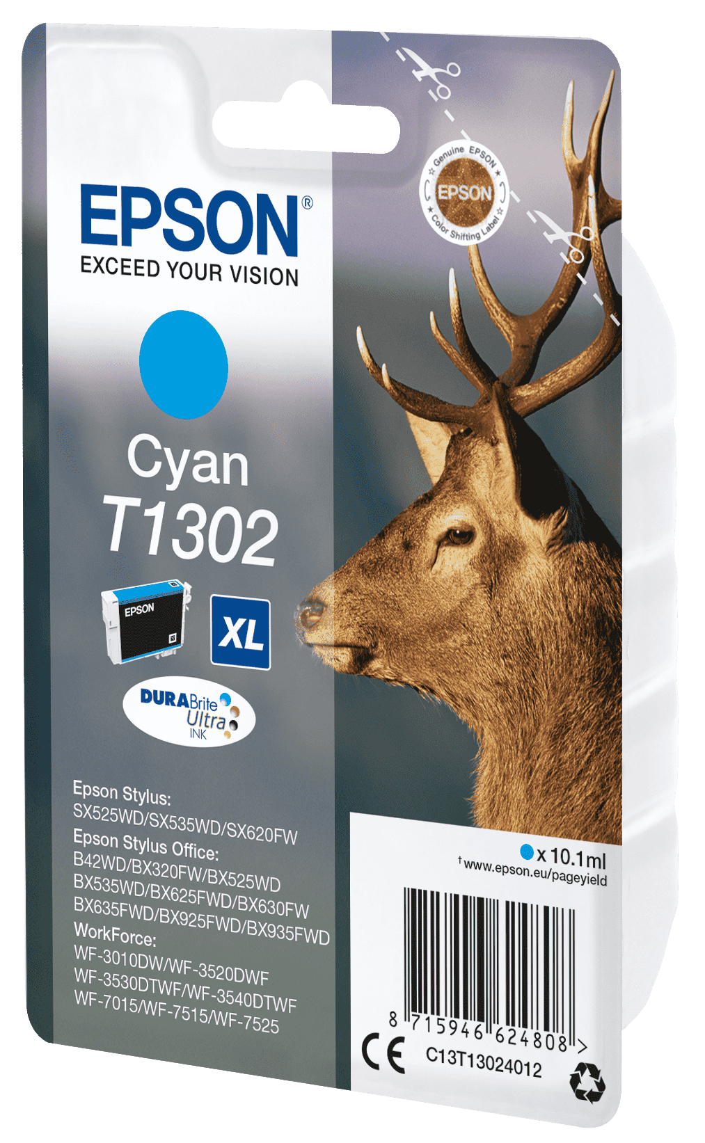 Epson T1302 Tinte Hirsch Single, Standard, cyan