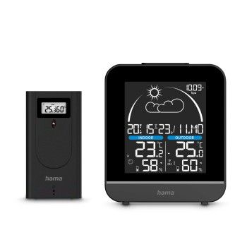 Hama Wetterstation "La Gomera", mit Außensensor, Funk, Wecker, Schwarz