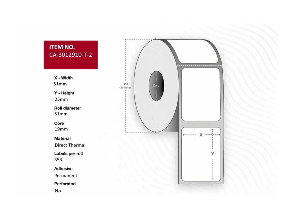 Capture Label 51x25 Core 19 Direct Thermal White uncoated