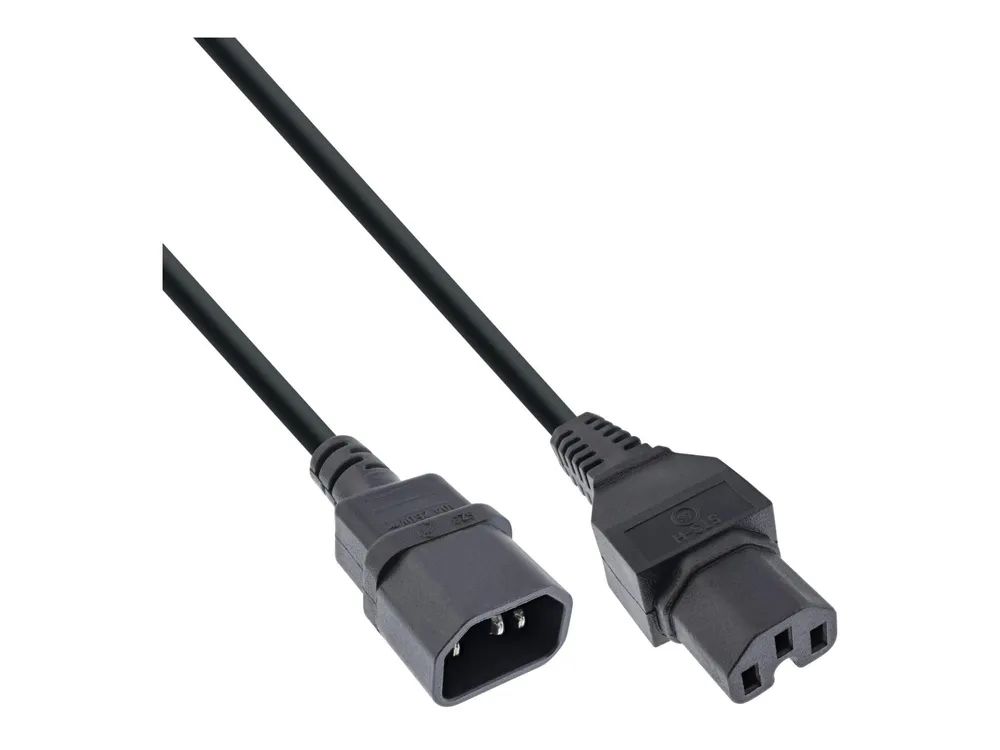InLine 40er B-Pack Netzkabelverl. - Warmgeräte ST C15/BU C14 gerade schwarz 1,8m
