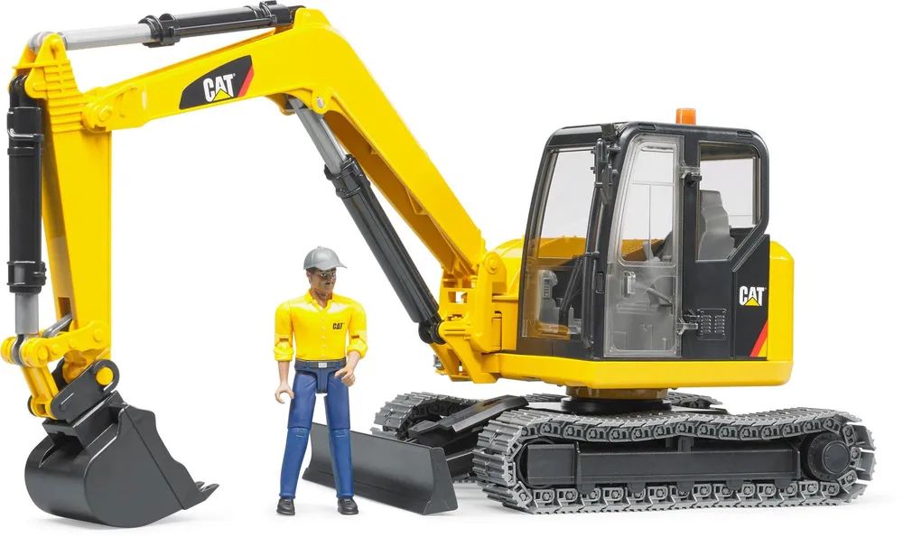 Bruder Cat Minibagger mit Bauarbeiter - Bagger-Modell - Kunststoff