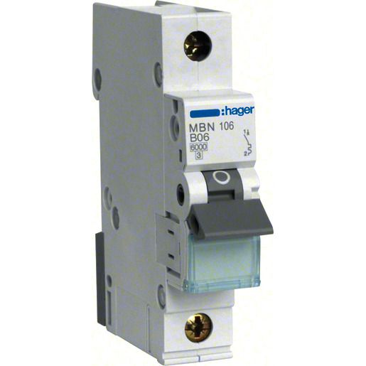 Hager LS-SCHALTER 1P 6A-B 6KA 1PLE / HAGER MBN106