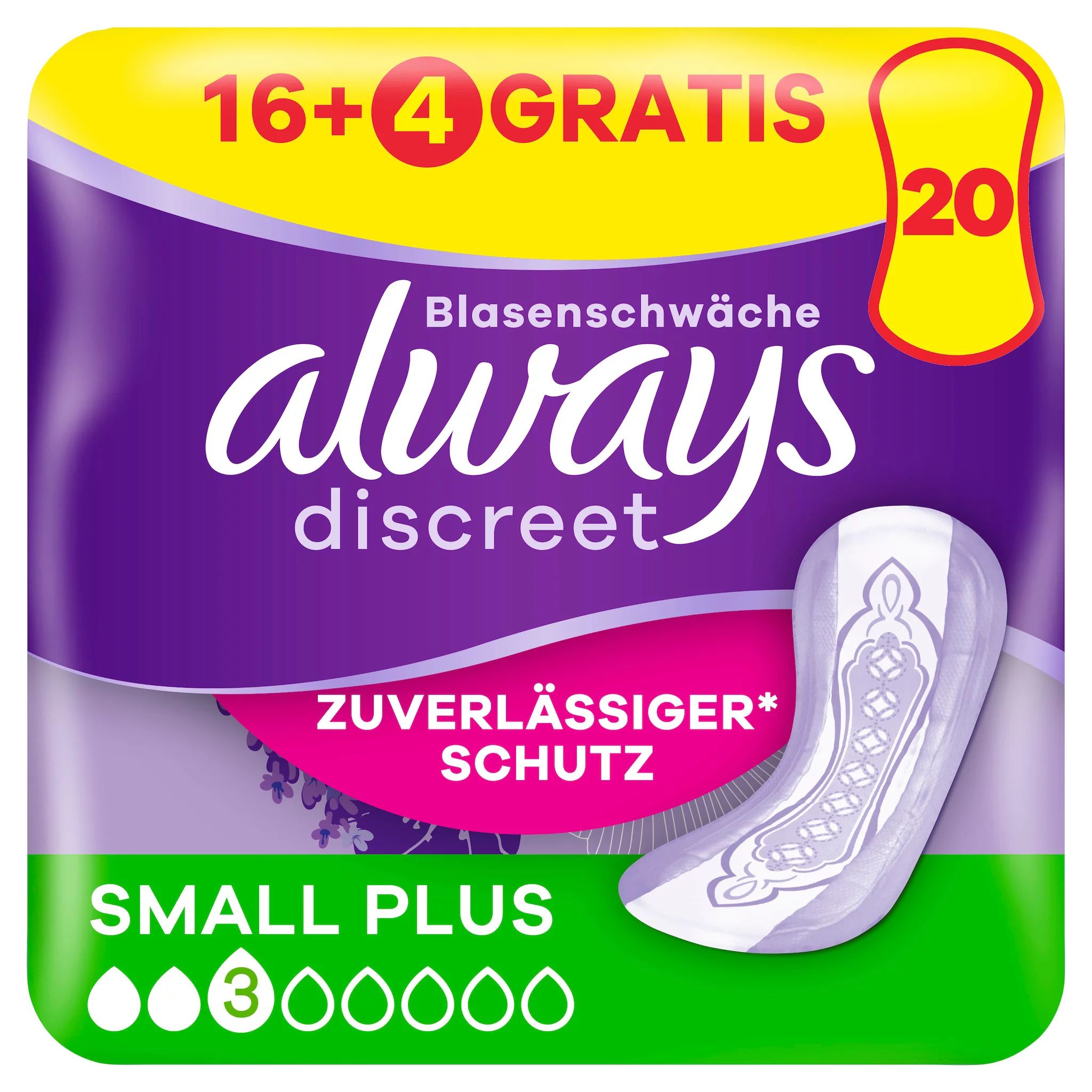 always Discreet Inkontinenz, Small Plus 16+4 GRATIS