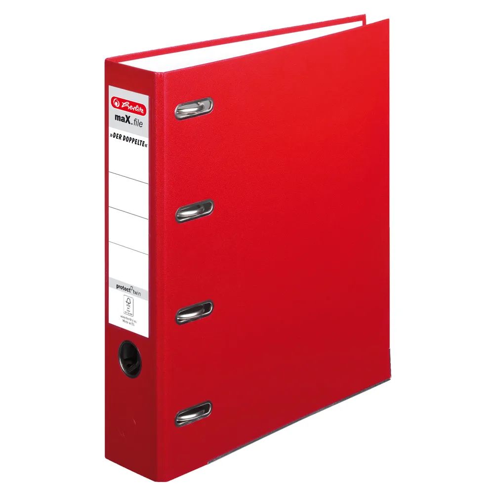 herlitz Doppelordner maX.file protect, A4, 7cm, rot