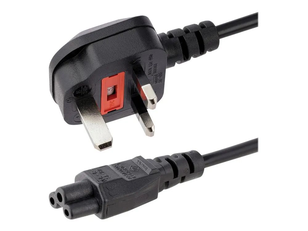 StarTech.com 1 m GB Laptop Ladekabel, BS 1363 auf C5, 2,5A 250V, 18AWG, Notebook / Laptop Ersatzstromkabel, UK Laptop Netzteil Stromkabel, Kleeblatt/Mickey Mouse Netzkabel (PXTNB3SUK1M)