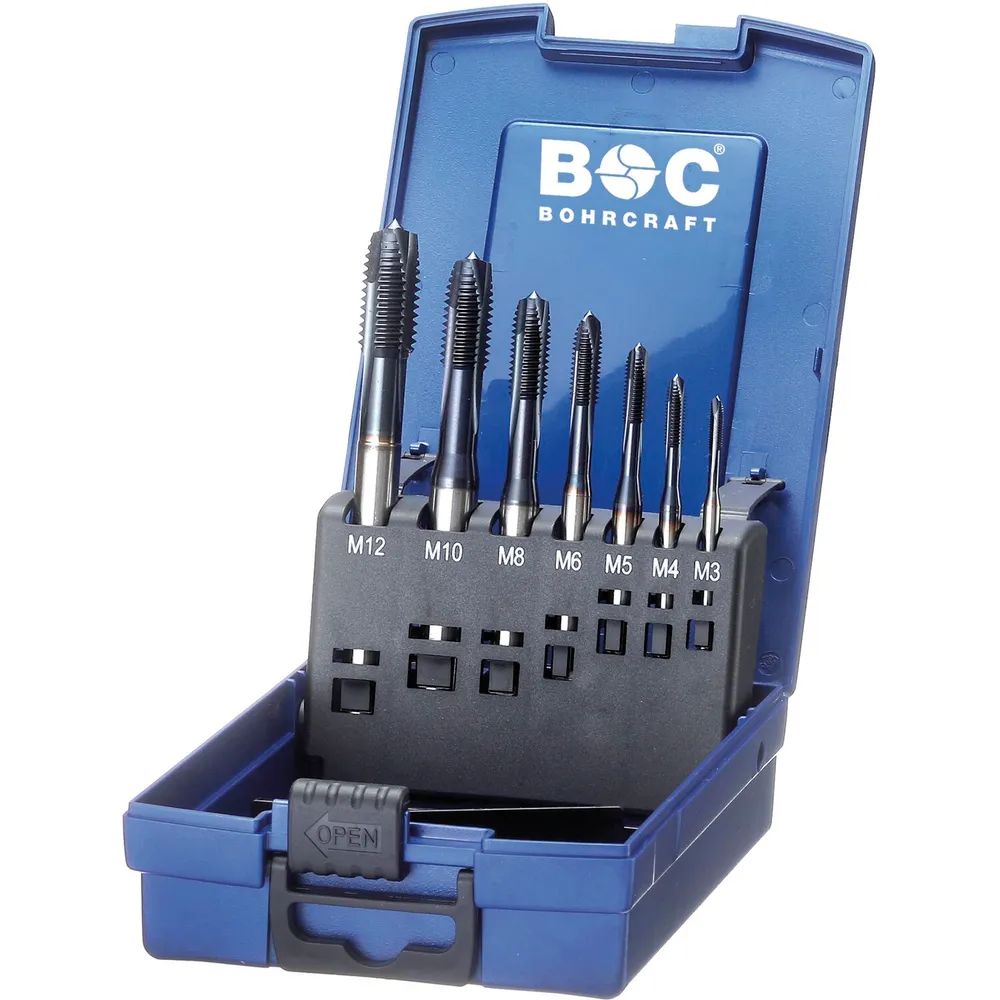 BOHRCRAFT Maschinengewindebohrer-Satz M3-M12 HSS-E TIN Form B 7-teilig