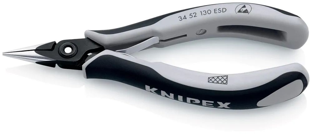 KNIPEX Präzisions-Elektronik-Greifzange ESD mit Mehrkomponenten-Hüllen brüniert 130 mm