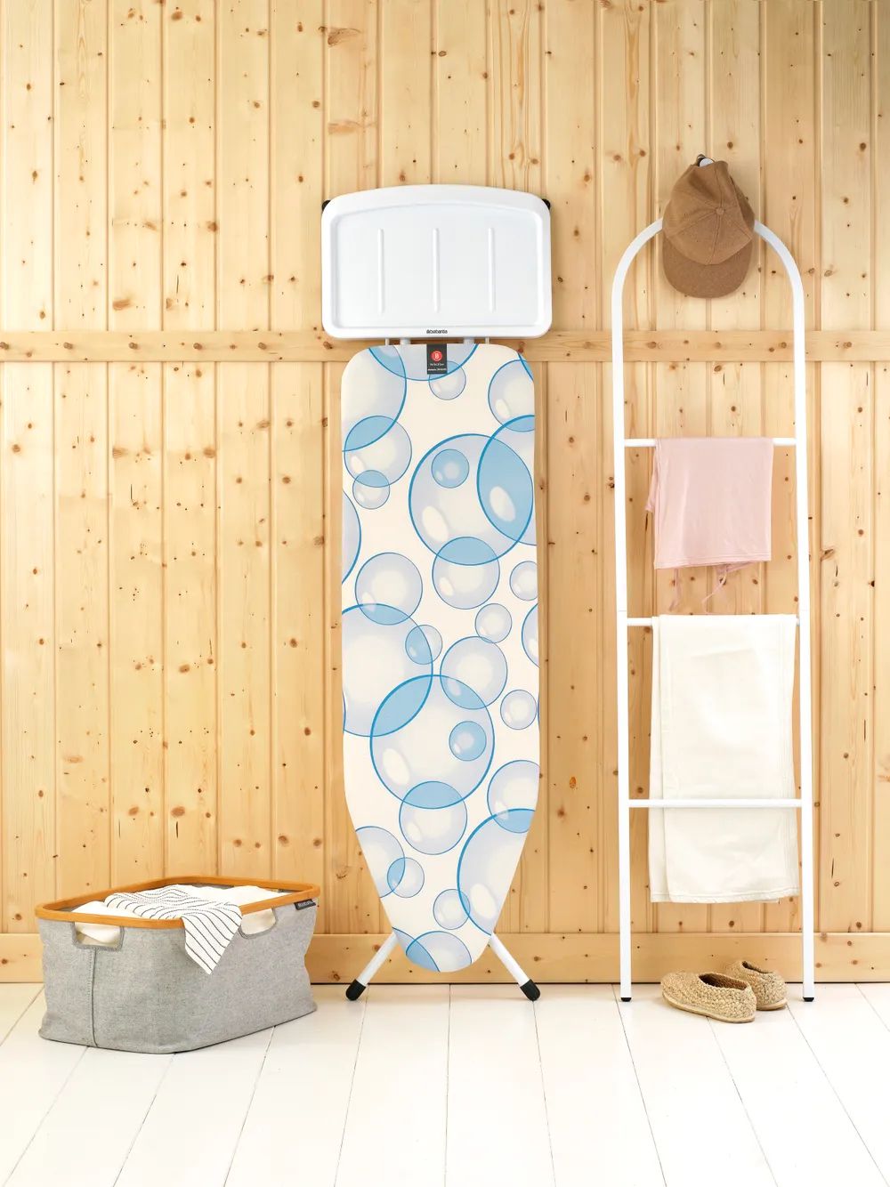 Brabantia Bügeltisch B, 124x38cm, Dst-Ablage Solid - Bubbles