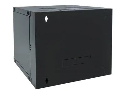 Intellinet Network Cabinet, Wall Mount (Double Section Hinged Swing Out), 9U, Usable Depth 385mm/Width 465mm, Black, Flatpack, Max 30kg, Swings out for access to back of cabinet when installed on wall, 19", Parts for wall install (eg screws/rawl plug
