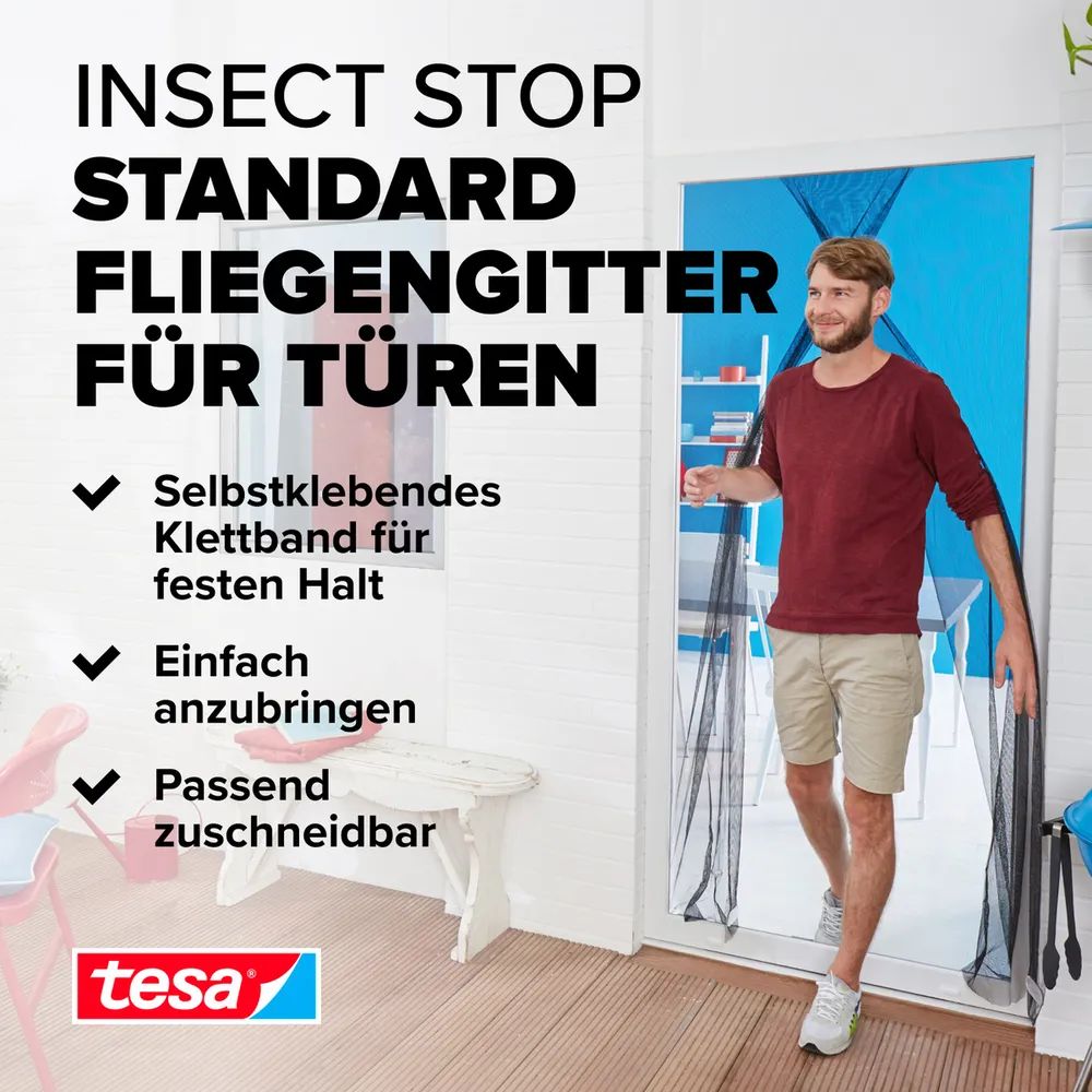 tesa® Insektenschutz Tür Standard 2,00 × 0,65 × 2,20 m, anthrazit