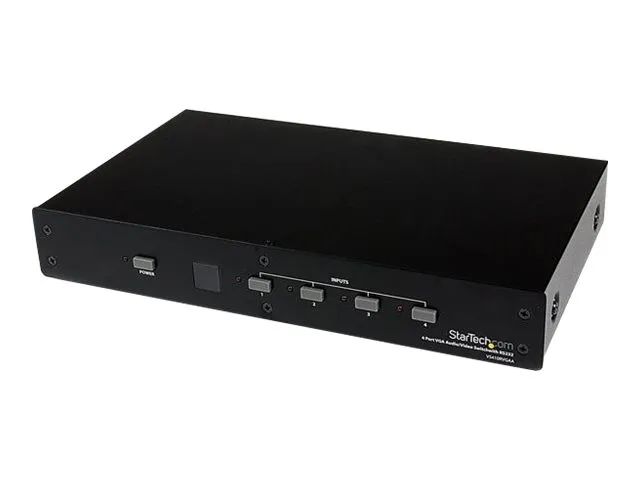 StarTech.com 4 Port VGA Video Switch - Audio - RS232 Control - Auflösung PC bis max. 1920x1200 - 1 x Mini-Jack (Buchse)