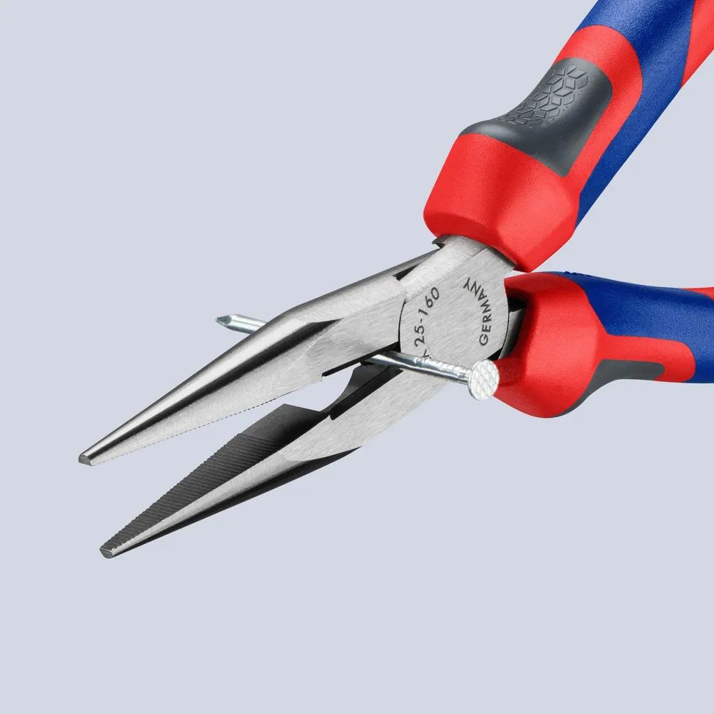 KNIPEX Flachrundzange mit Schneide (Radiozange) mit Comfort-Griffen schwarz atramentiert 160 mm