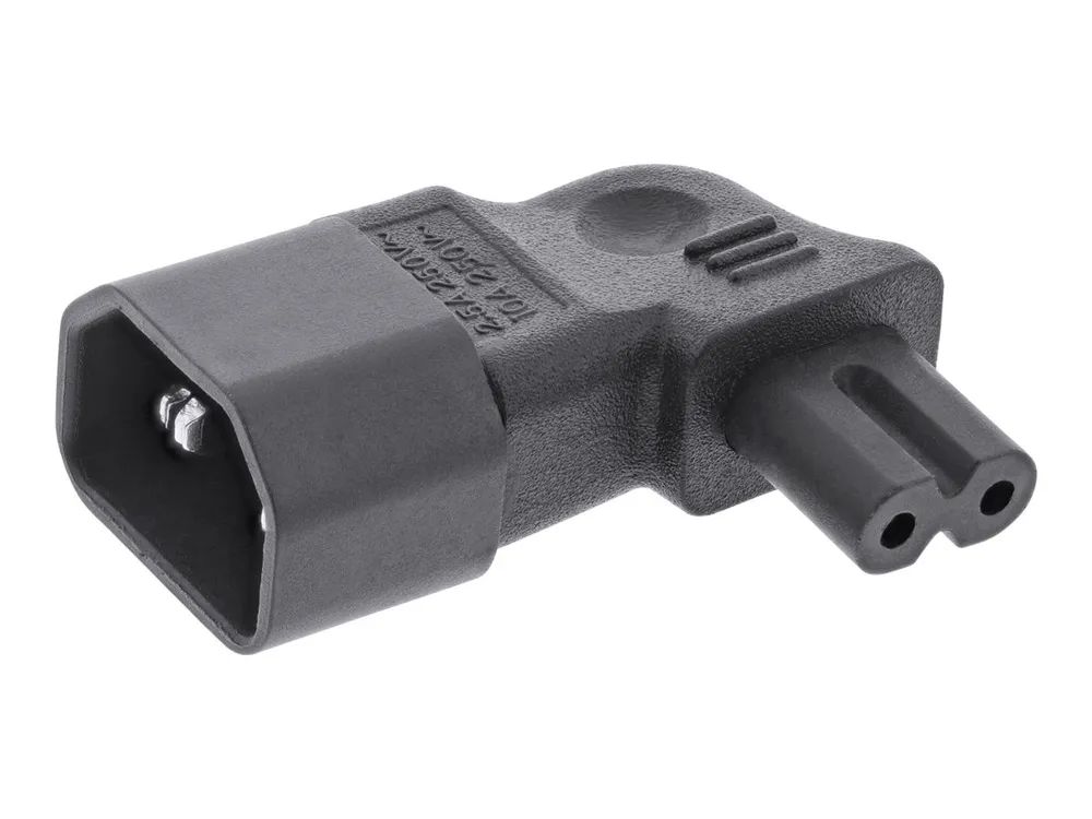 InLine Netzadapter IEC 60320 C14 / C7 - L/R gewinkelt - 3pol. Kaltgeräte zu 2pol.
