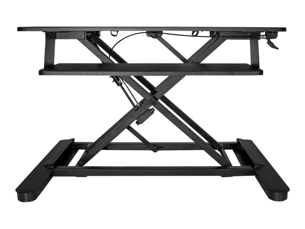 StarTech.com Startech Sitz-Steh Schreibtischaufsatz mit Tastaturablagefach - Oberfläche 89 x 53 cm - Ergonomischer Höhenverstellbarer Stehpult/Steharbeitsplatz - Platz für 2 Monitore - vormontiert (ARMSTSLG)