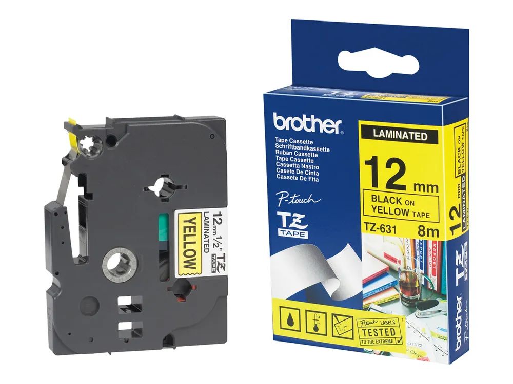 Brother Schwarz, Gelb - Rolle (1,2 cm) 1 Kassette(n)
