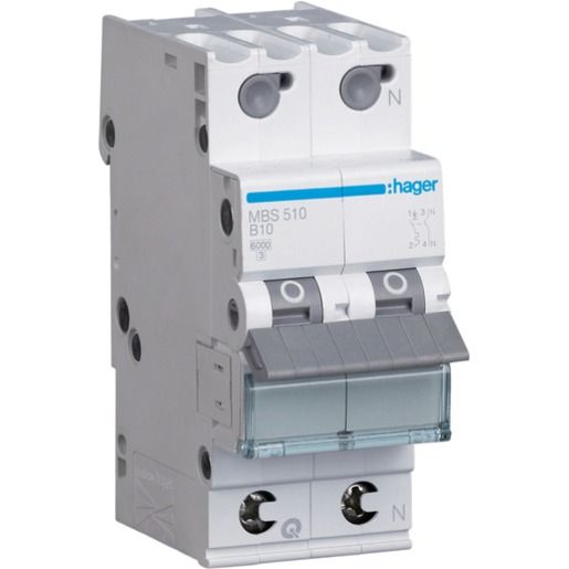 Hager LS-SCHALTER 1P+N 10A-B6KA 2PLE / HAGER MBS510 QUICK CONNECT MBS510