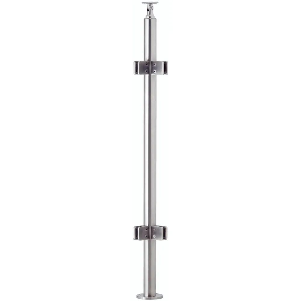 CROSO Fertigsteher mit 4 Klemmhalter über Eck, f.Bodenmontage, Edelstahl V2A