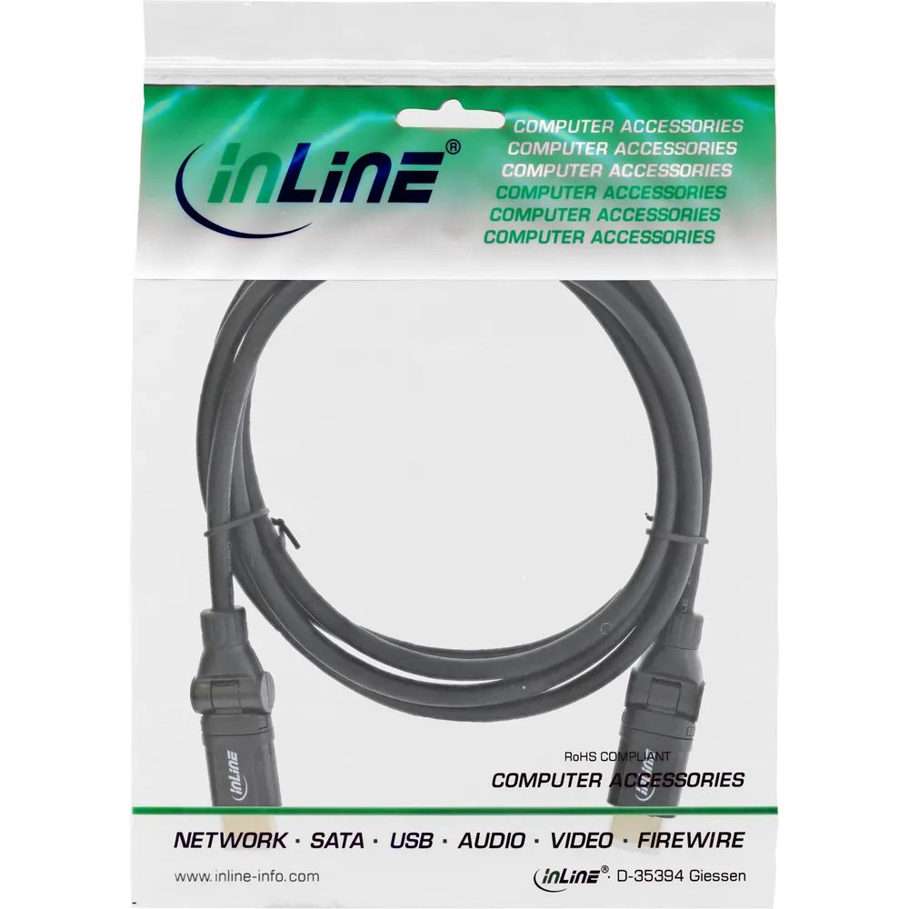 InLine HDMI High Speed Kabel mit Ethernet - Winkelstecker - schwarz - 3m