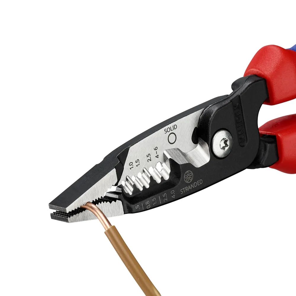 KNIPEX Multifunktions-Elektrikerzange metrisches Modell mit Mehrkomponenten-Hüllen schwarz atramentiert 200 mm