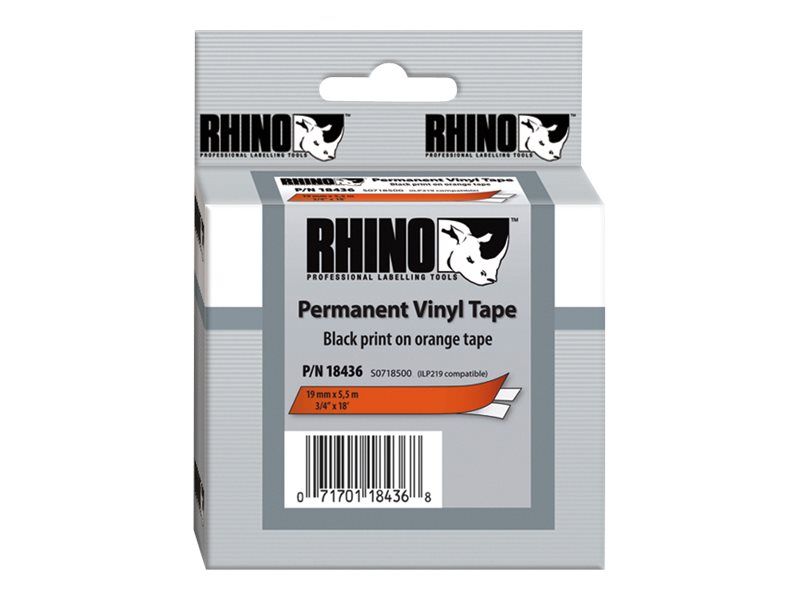 Dymo RhinoPRO - Vinyl - permanenter Klebstoff - orange - Roll (1.9 cm x 5.5 m)