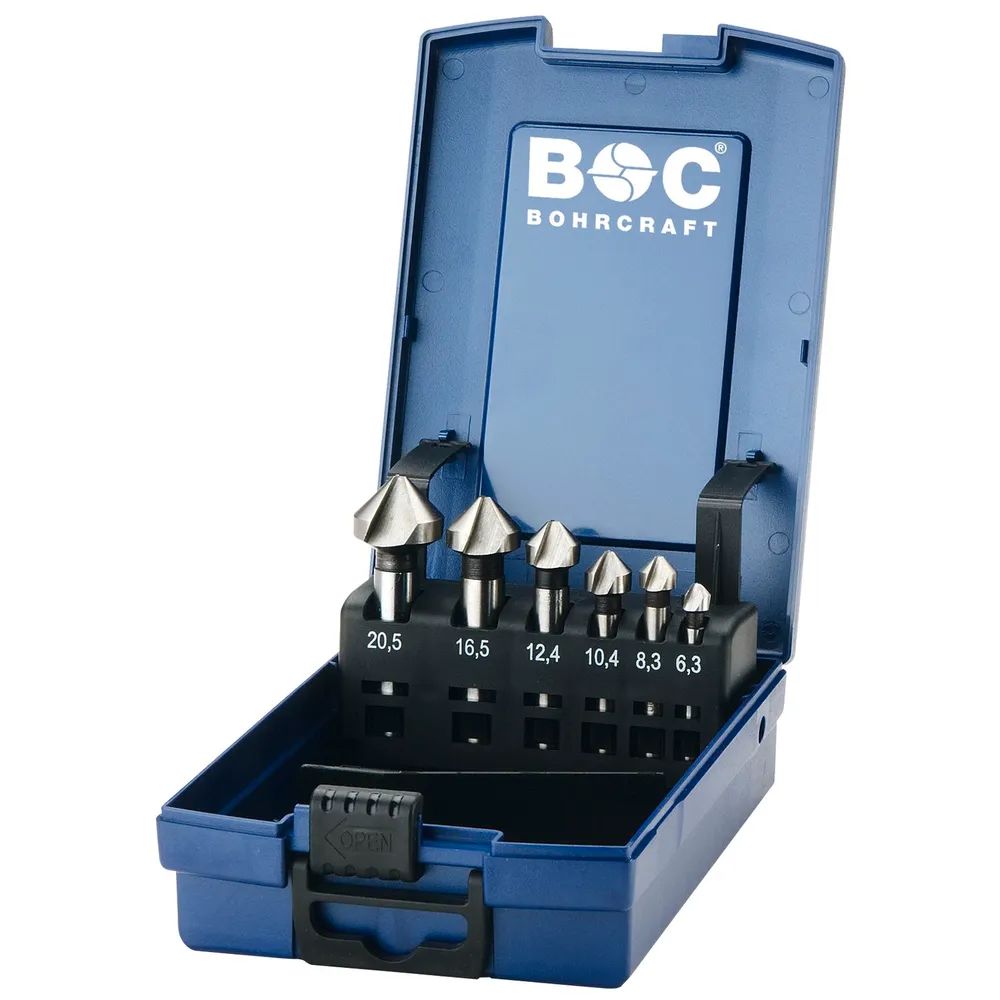 BOHRCRAFT Kegelsenker-Satz DIN335C HSS Co5 Z=3 6-tlg. i.Kunststoffkassette