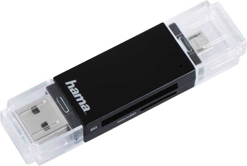 Hama USB-2.0-OTG-Kartenleser "Basic", SD/microSD, Schwarz