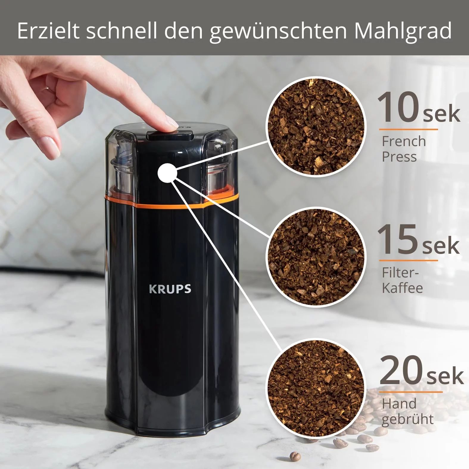 KRUPS GX3328 Kaffeemühle Silent Vortex (90g) - schwarz