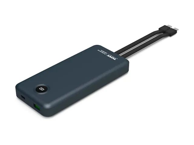 PORT Designs PORT Connect - Powerbank - mit eingebauten USB-C-Kabeln - 10000 mAh - 37 Wh - 20 Watt - 3 A - QC, PD - 4 Ausgabeanschlussstellen (3 x USB-C, USB)