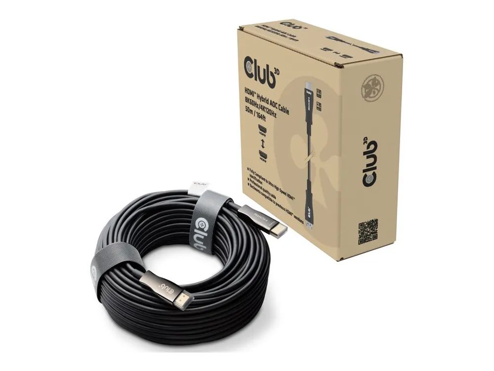 Club 3D Ultra High Speed - HDMI-Kabel - HDMI männlich zu HDMI männlich - 50 m - Geschützter Hybridkupfer/Faseroptik - Schwarz - Active Optical Cable (AOC)