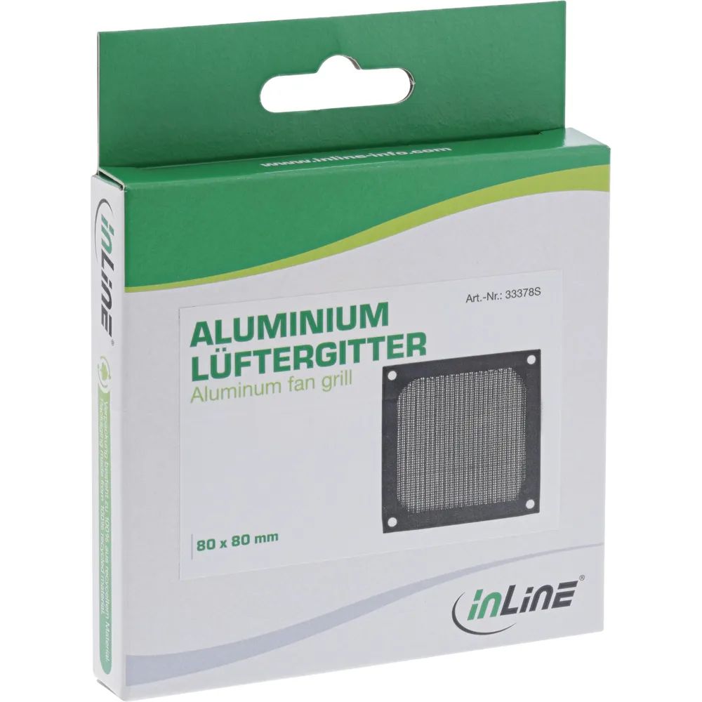 InLine Lüftergitter - Aluminium Filter - 80x80mm - schwarz