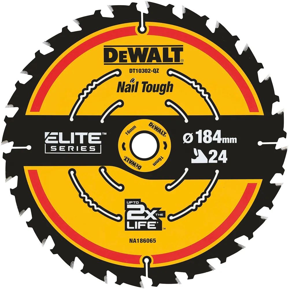 DEWALT Kreissägeblatt HW ø 184x1,65x16 mm Z24 Wechselzahn (WZ) positiv