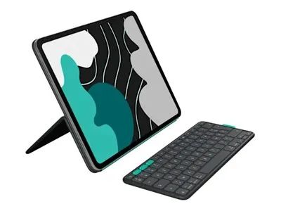 Logitech Flip Folio - Tastatur und Foliohülle - full size - kabellos - Bluetooth 5.1 LE - AZERTY - Französisch - Graphite - für Apple 13-inch iPad Air (M2, M3)