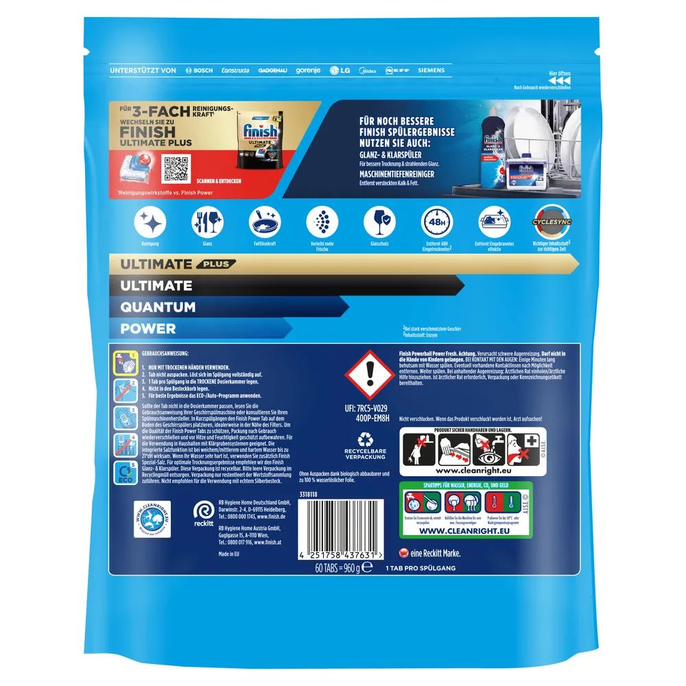 Finish Power Maxipack Fresh 60 Tabs